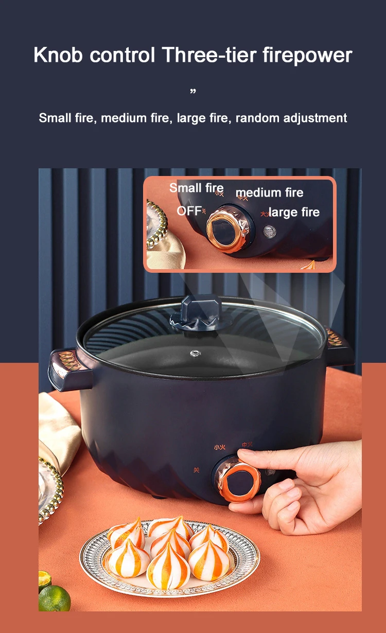 Description Picture 3 of item220V Multifunctional Electric Cooker Heating Pan Stew Cooking Pot Hot Pot Noodles Eggs Soup Steamer Rice Cooker Food Frying Pan