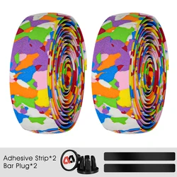 High-Tenacity Shock Absorbing Handlebar Tape with Adhesive and Perforated Design for Road Bikes (051 Multicolor)