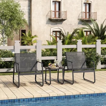 2-Piece Patio Chair Set with Glass Table 1