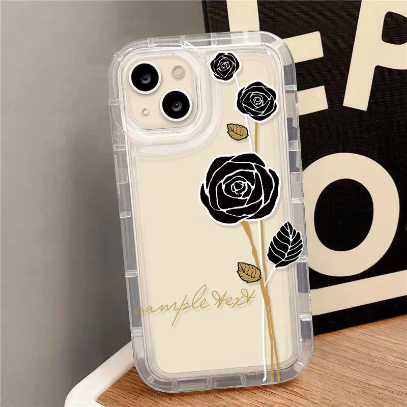 

Clear Flower Phone Case For iPhone 15 Pro Case Airbag Iphone 11 14 12 13 15 Pro Max 15 14 8 Plus XR X XS Max Fundas Soft Cover