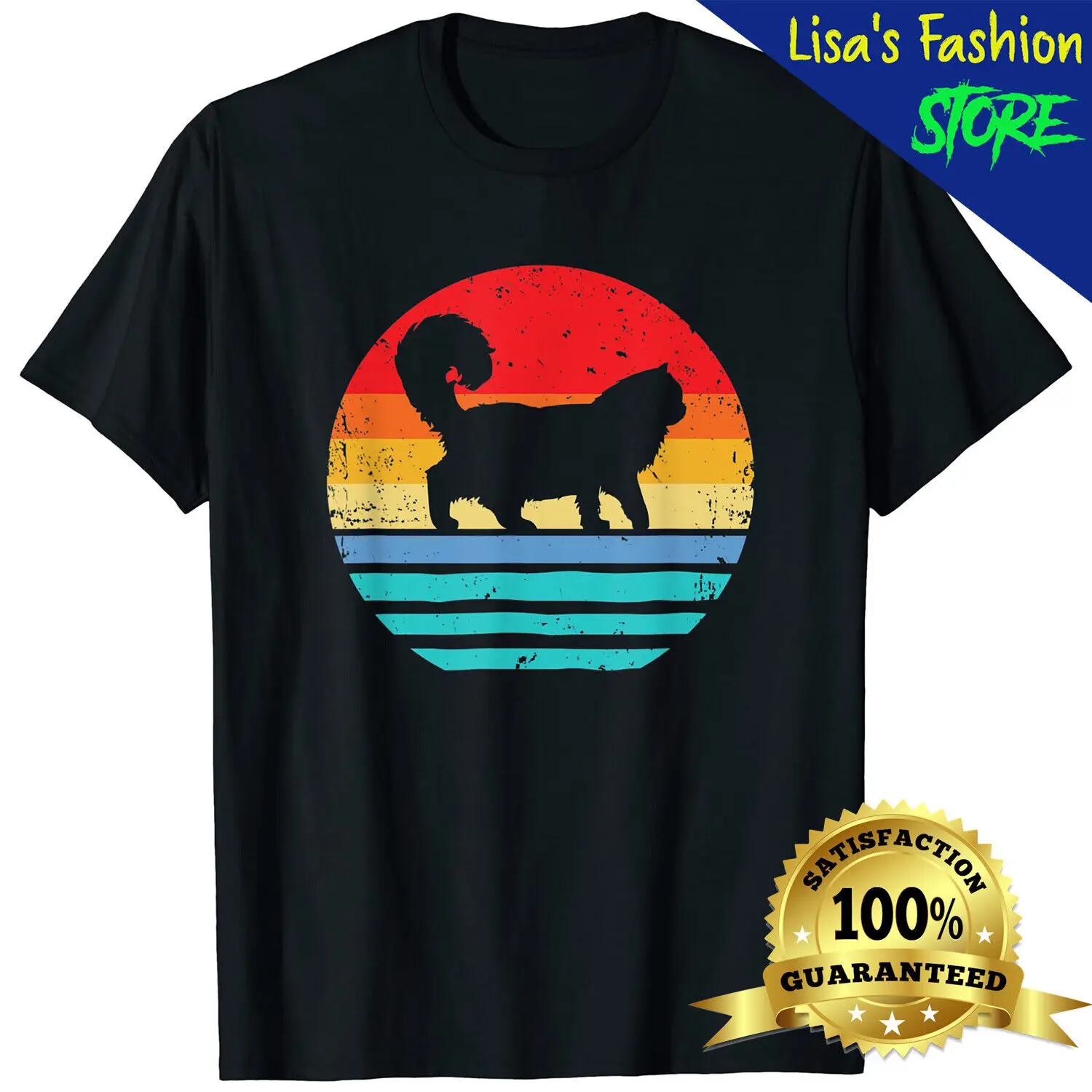 Ragdoll Cat For Cat People Vintage Sunset Retro Cat Uomo Donna T-Shirt Unisex