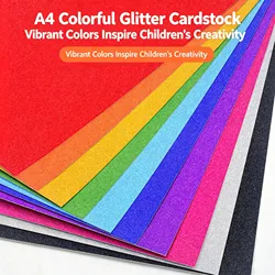 Vibrant Macaron Cardstock Paper - 230gsm, 10 Colors, 20 Sheets for DIY Crafting & Scrapbooking (20 Pcs glitter paper)