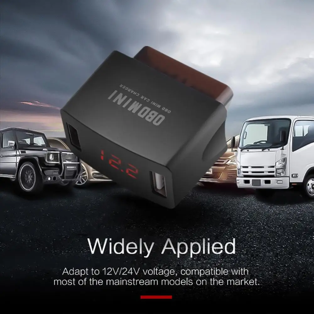 Mini Dual USB Charger Adapter Car OBD Charging Universal 12V 24V LED Voltage Display Car Charger Socket Fast Charging Power car usb charger