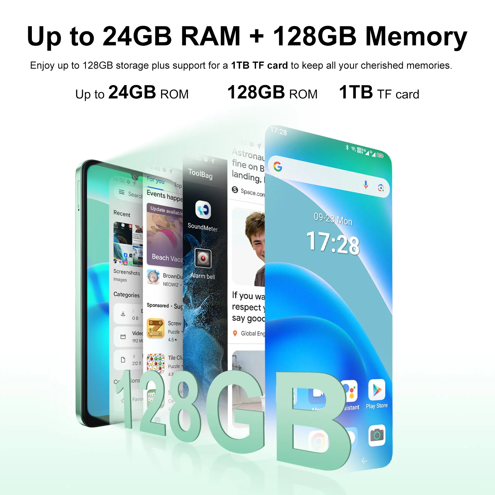 FOSSiBOT S1 5G smartphone 2024, 24 GB 128 GB/1 TB, Android 14, 6,745 inch HD , 50 MP, Dimensity 6100 , 4900 mAh, dual sim, Face ID/gps/OTG