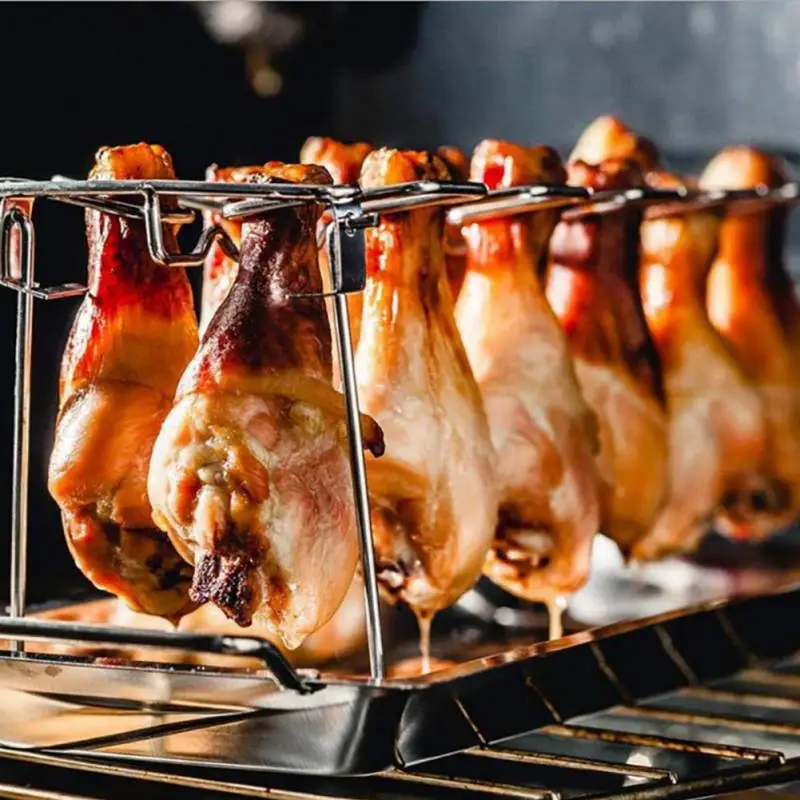 BBQ Beef Chicken Wing Leg Grill Barbecue Cooking Rack Non-Stick Stainless Steel Barbecue Drumstick Oven Roaster Stand