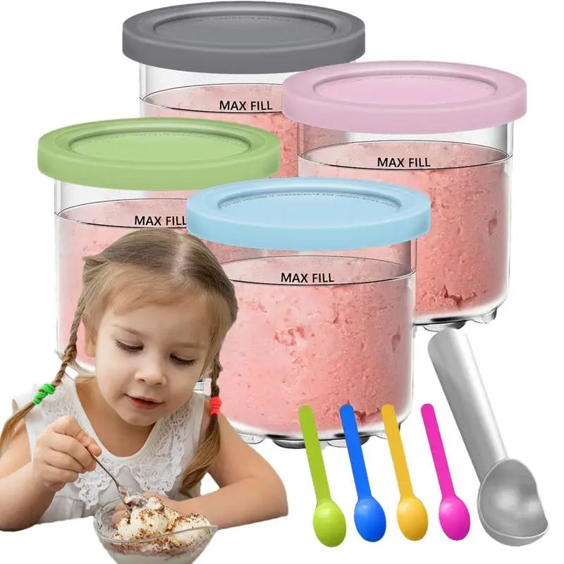 

4 шт., сменные контейнеры для мороженого, с крышкой