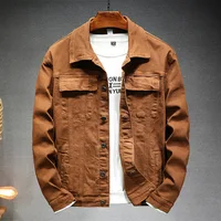 Men's brown denim jacket 2023 Spring and Autumn New Fashion High Quality Stretch Slim Fit Jacket Denim Men Brand Clothing 5