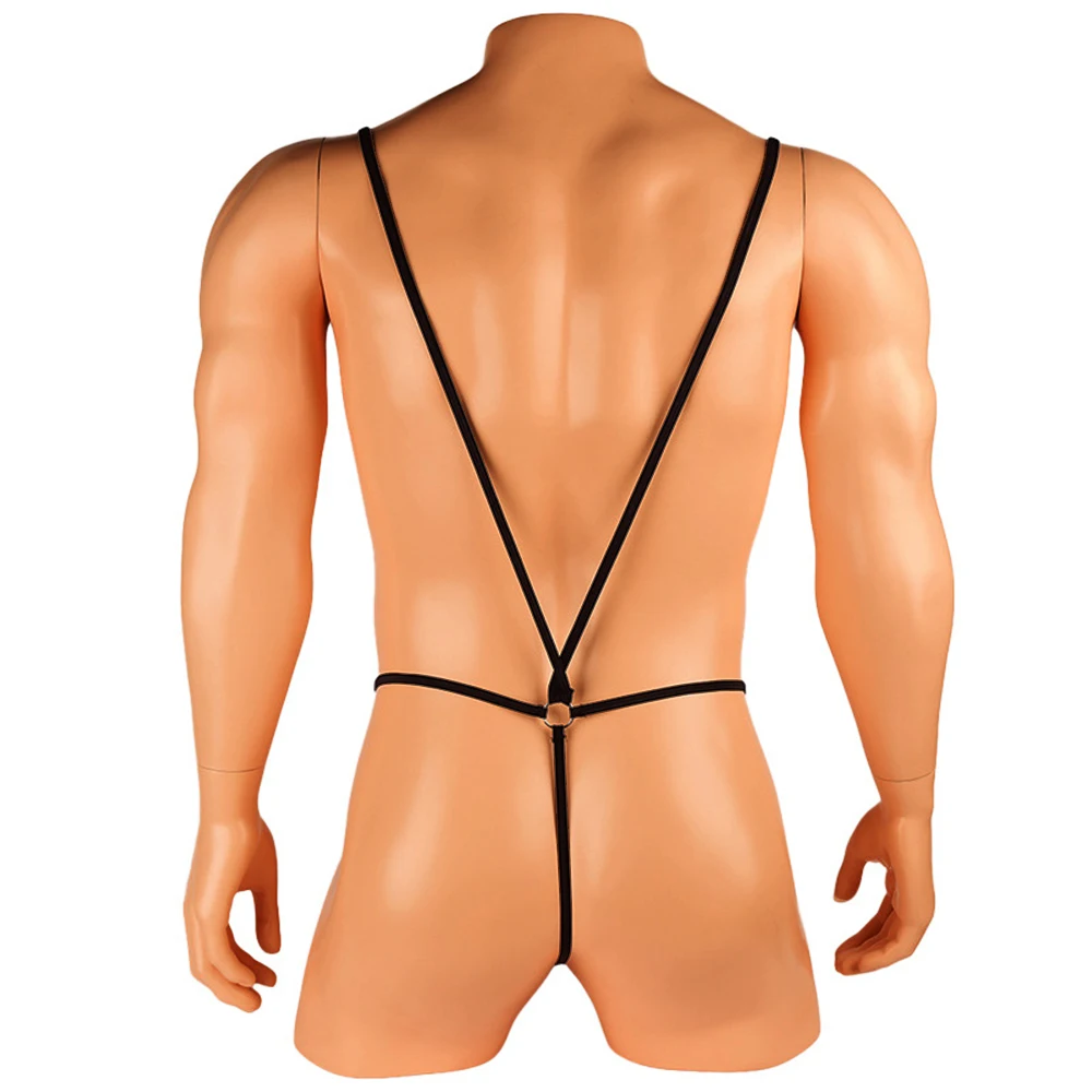 Bodysuit Mens Strap Ring T Pants Underwear Sexy Pouch Thongs New Male See-Through Smooth Body Costume Sissy Lingerie Underwear