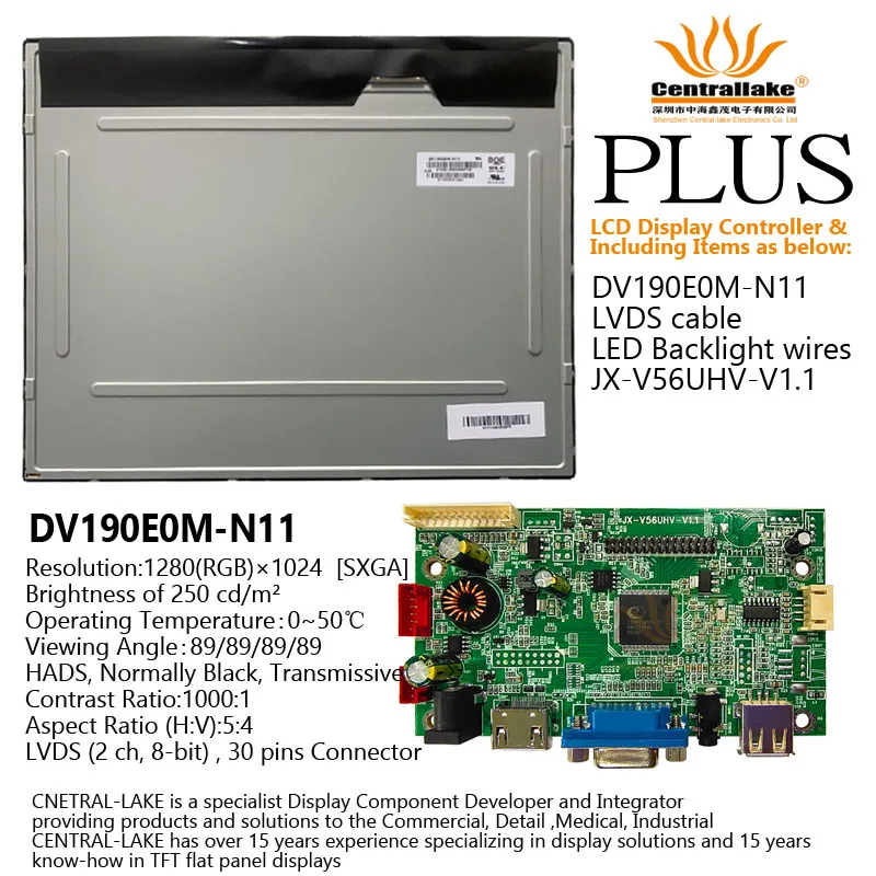 

Hot Sale for 19″LCD Industrial Display Screen Controller Board :V56UHV plus 19 inch DV190E0M-N11