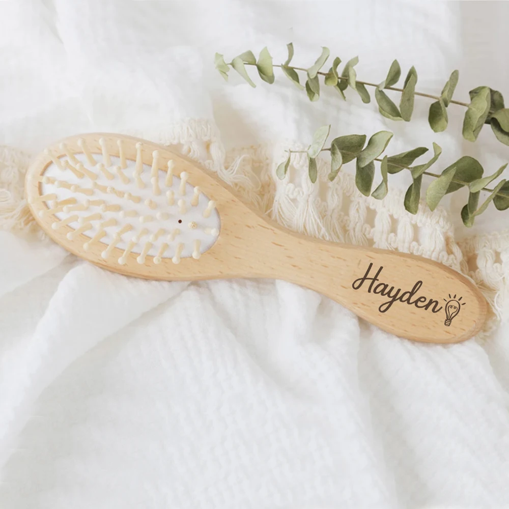 Brosse à Cheveux en Bois Personnalisée pour Bébé Fille, Cadeau Prénatal, Keepplex