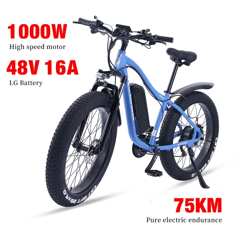 Bicicleta eléctrica de montaña para hombre y adulto, bici de 2023 W, 48V,  16A, neumático ancho, cuadro de aluminio de 26 pulgadas y 21 velocidades,  RX02, novedad de 1000 - AliExpress