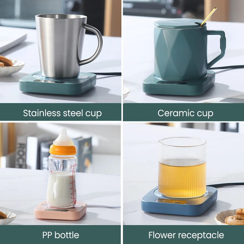 220V Mug Heater Coffee Cup Warmer Milk Tea Water Heating Pad Home Cup Heater Warm Mat 55℃ Constant Temperature Coaster Gift Box 5