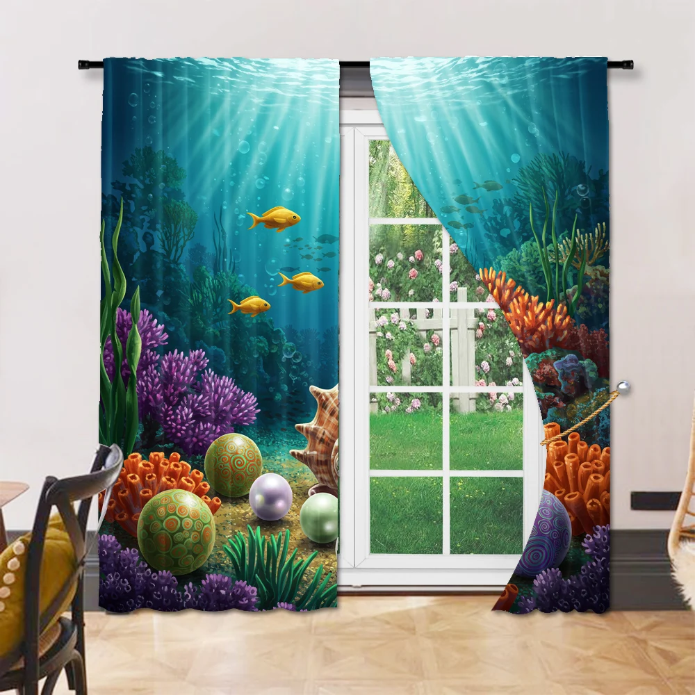 2pc, Drapes Pearl Shell Coral Protecting Privacy Birthday Party for Multipurpose Various Event Decoration 6