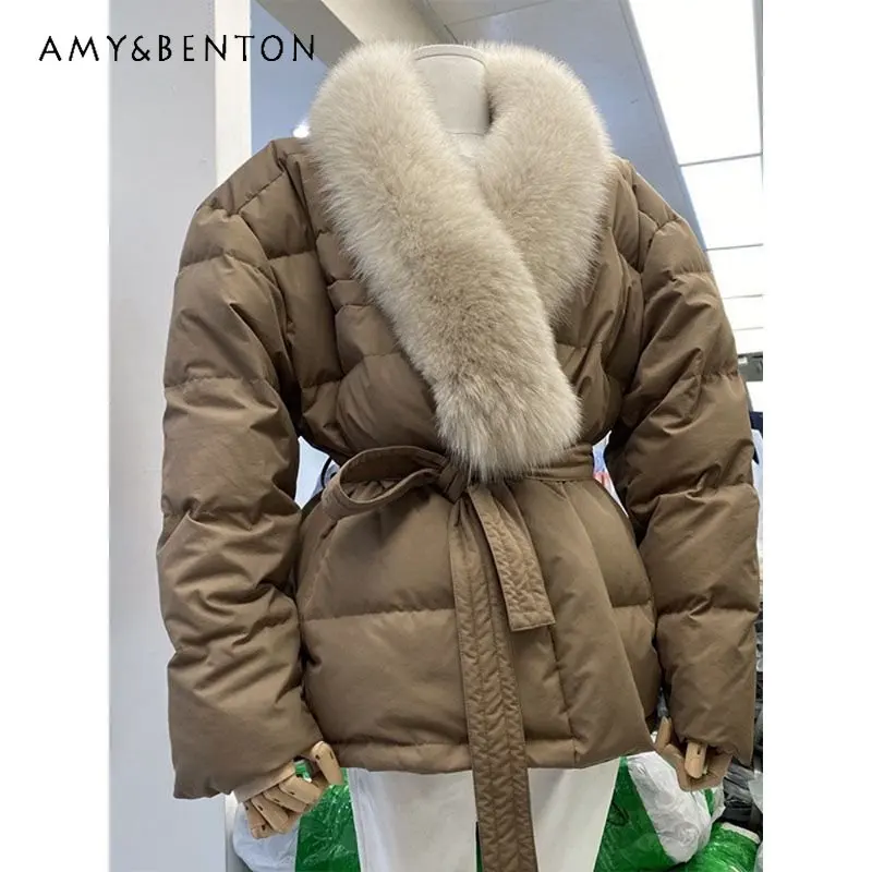 

Autumn and Winter Thickened Temperament Slimming Lace Up Coat Waist-Tight Chic Slimming Cotton Coat Women's Long Sleeve Parkas