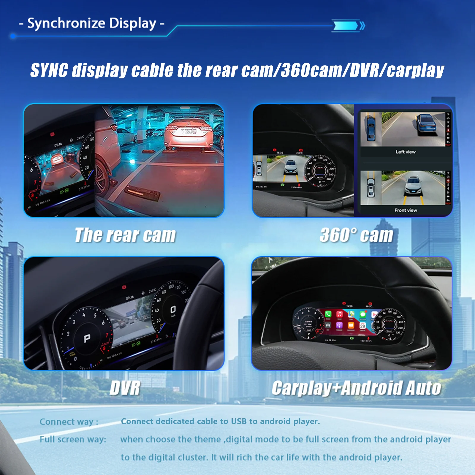 Panel de Instrumentos Digital LCD Linux 1920*720P para Volkswagen Scirocco, Tiguan, Seat León, Polo, Golf 5, Golf 6, Golf 7/7.5, MK5, MK6, MK7, Passat B6, B7, CC, B8, Cabina Virtual, Carplay Inalámbrico, Android Auto, GPS, Navegación, Velocímetro, Monitor, Actualización CAN BUS 6