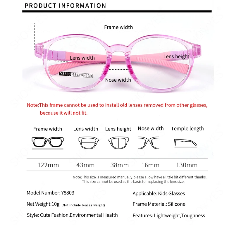 Kids Glasses Eyewear Measurements New Round Kids Ultra Light