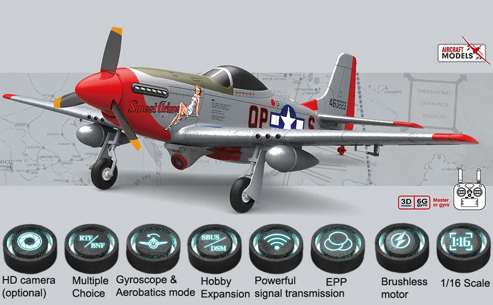 Avião RC P-51D Mustang 690MM Brushless 4CH