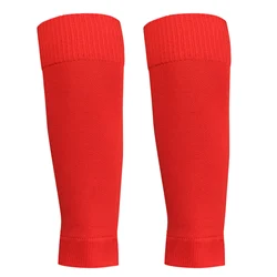 Unisex Soccer Shin Guard Sleeves - Calf Protection Socks (Red)