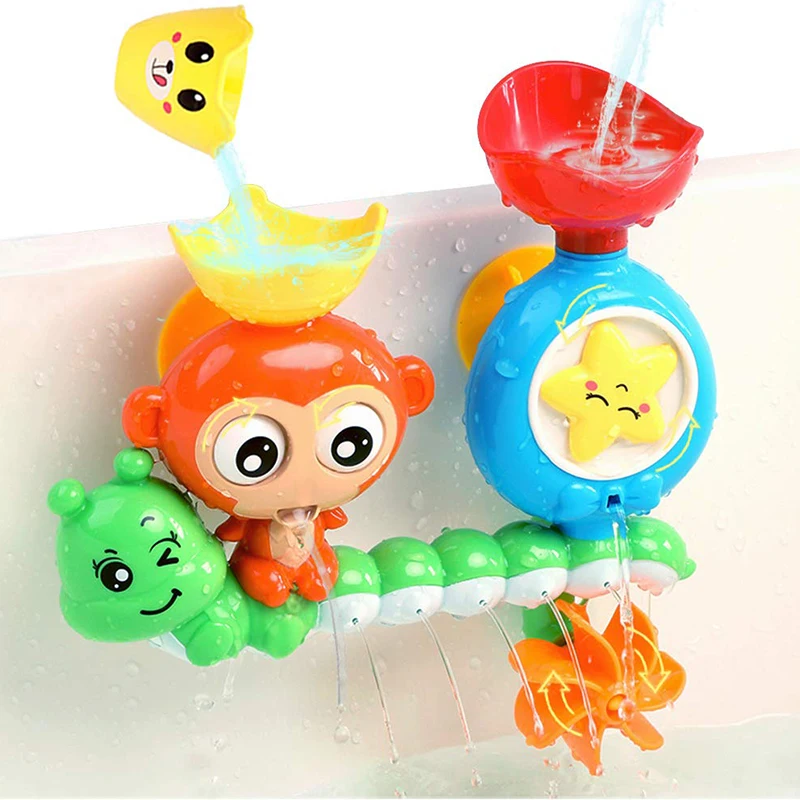 

Baby Bath Toy Wall Sunction Cup Track Water Games Bathroom Monkey Caterpilla Bath Shower Toy for Boys Girls Christmas Gifts