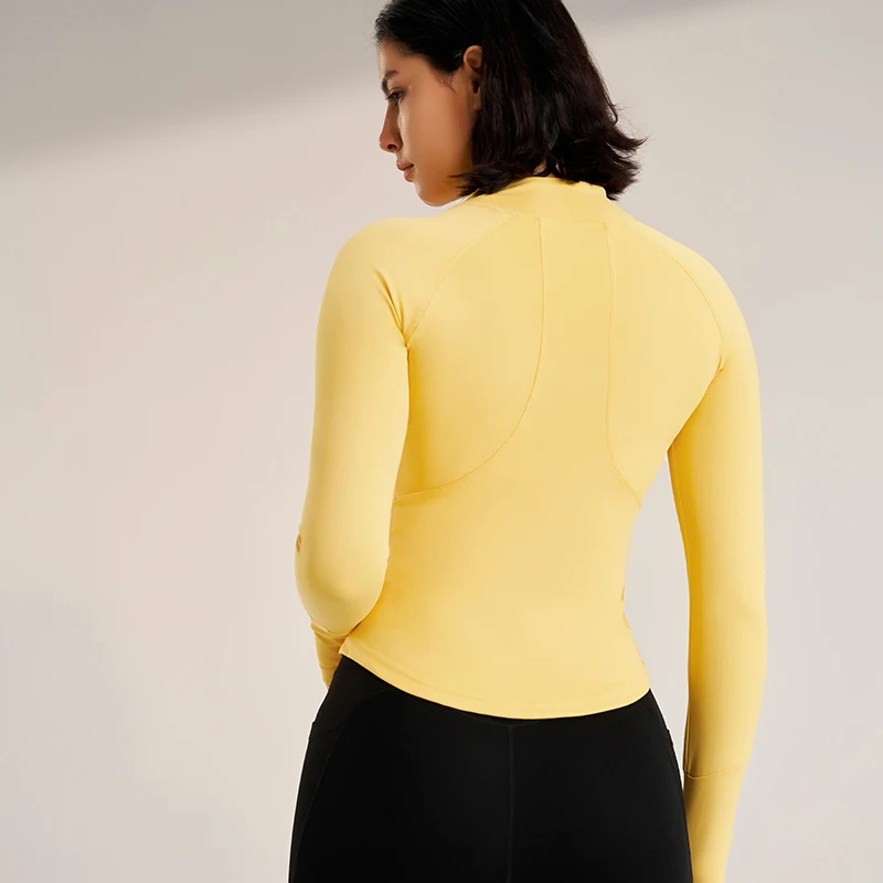 Women's Sport Jackets Zipper Slim Yoga Coat Quick Dry Running Jacket Elastic Long Sleeve Thumb Hole Gym Fitness Top sports jacket yoga jacket
