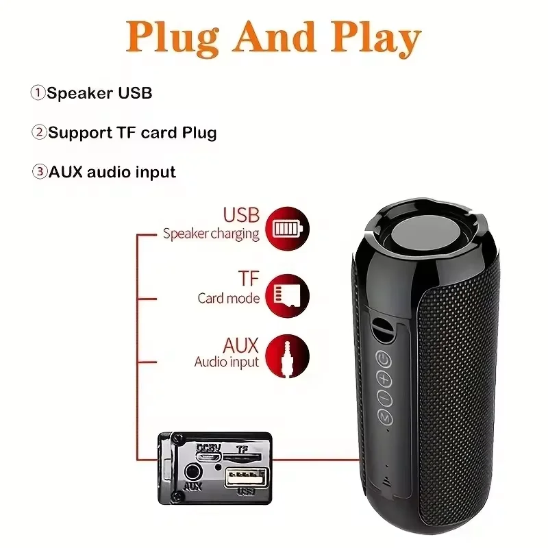 Bluetooth speaker Portable speaker TG117 Outdoor Bluetooth Speaker Portable Wireless Speaker Column Dual Bass Sound Bar Subwoofer Music Player Loudspeaker FM Radio