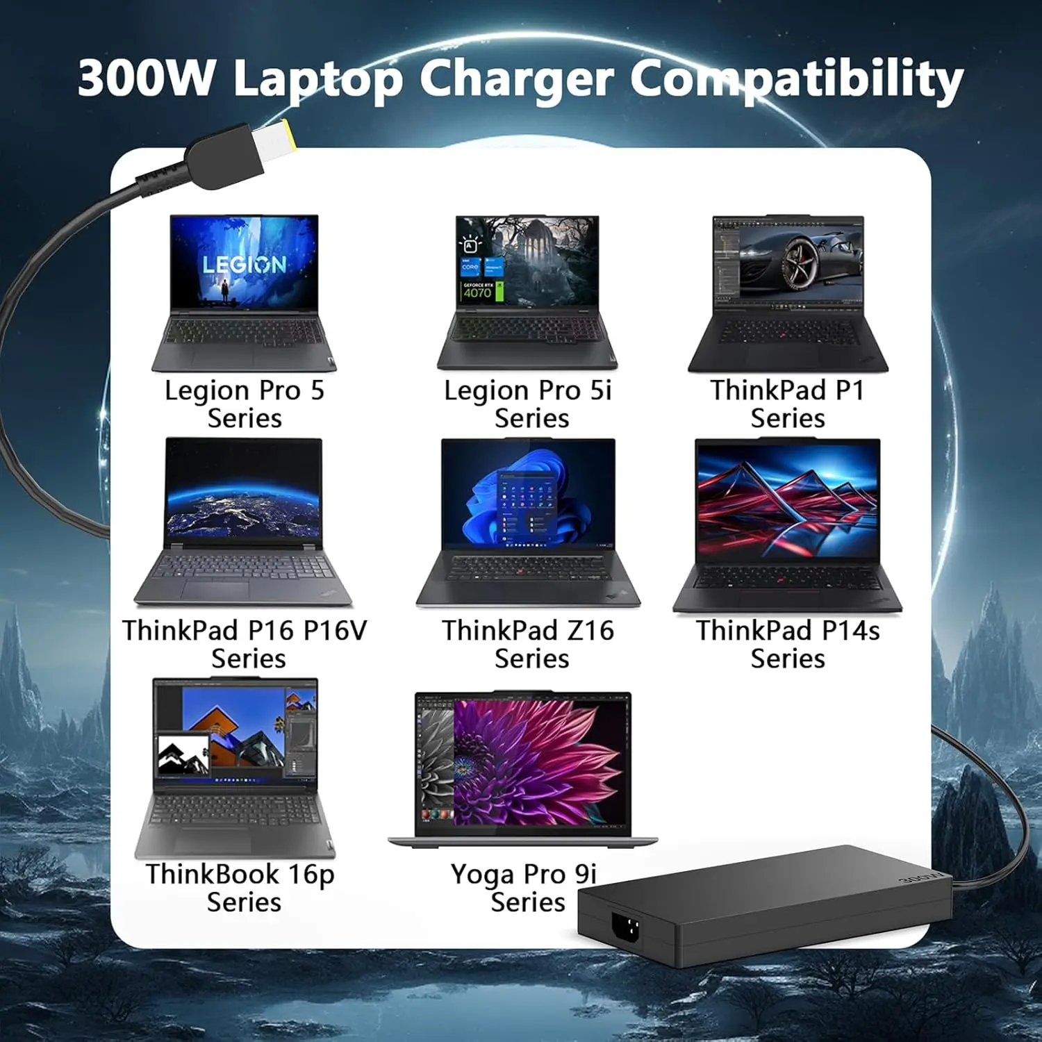 300W 20V 15A USB Ladegerät Für Lenovo R9000P R9000K Y9000K Y9000X Legion 7i 5i Kompatibel Laptop Netzteil_voghion.com