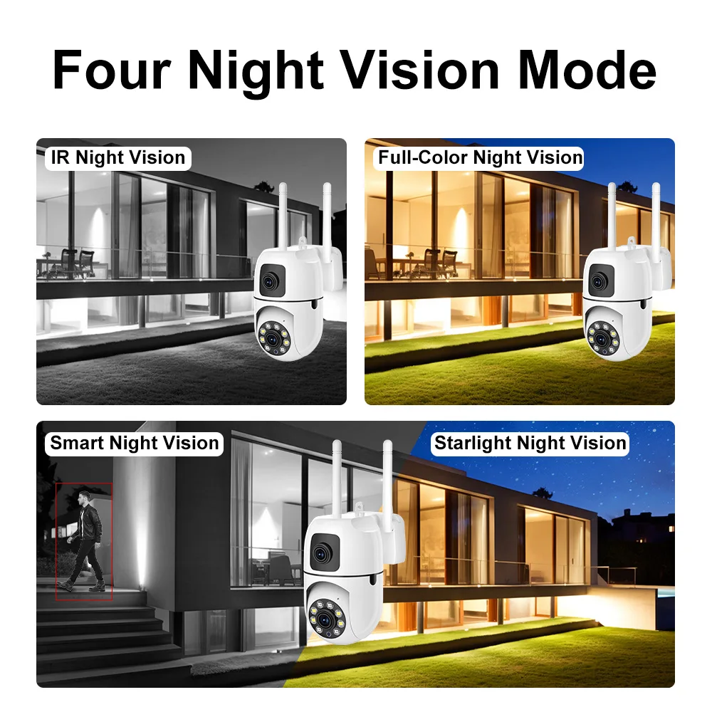 4K 8MP HD Smart Night Vision Wifi Camera PTZ Outdoor Dual Screen Human Detection Dual Lenes IP Security Protection Cam O-Kam pro 3