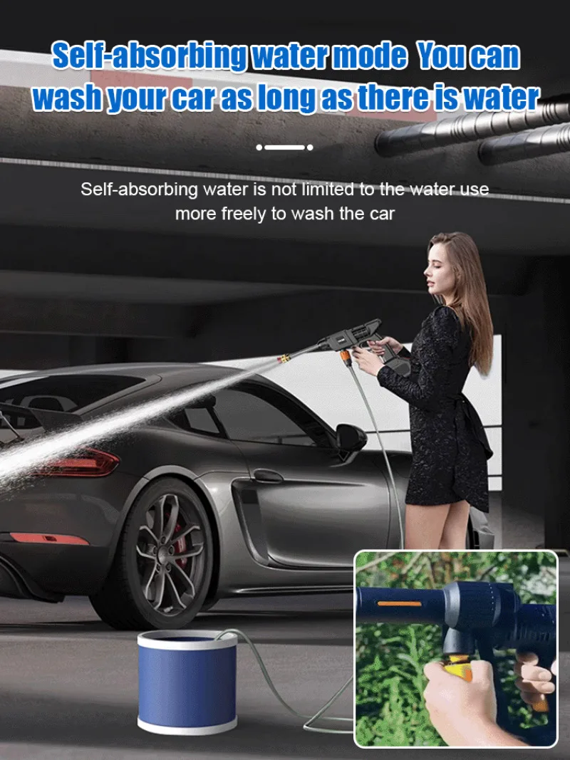 Water Gun Household Electric High-Pressure Car Wash Lithium Battery Wireless Portable Efficient Cleaning Tools