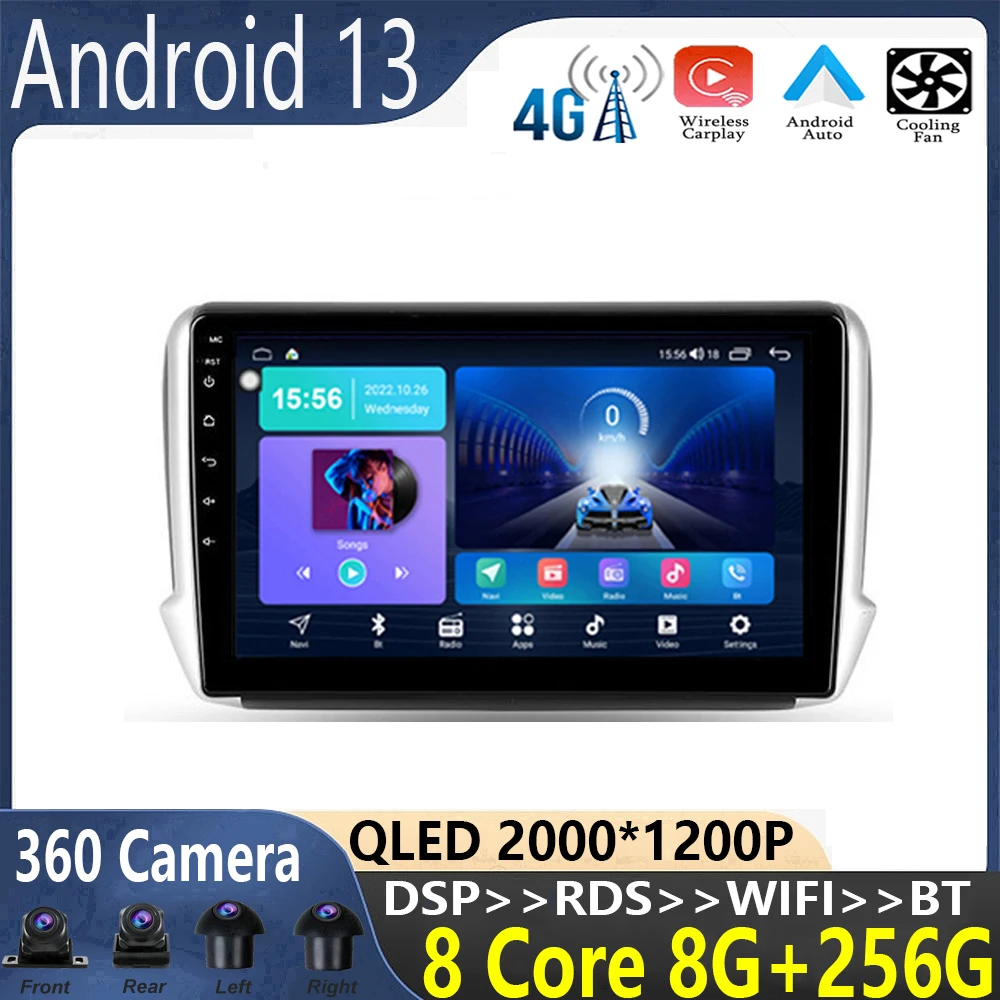 

9"Android 13 For Peugeot 2008 1 2013 - 2020 Car Radio Multimedia Video Player Navigation GPS Android No 2din 2 din dvd auto