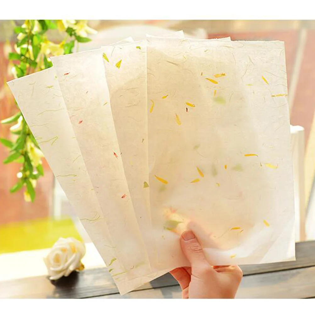 

Chinese Calligraphy Xuan Rice Paper: 40 Sheet Natural Flower Xuan Paper Sumi Brush Paper Tissue Paper for Crafts Letter Writing