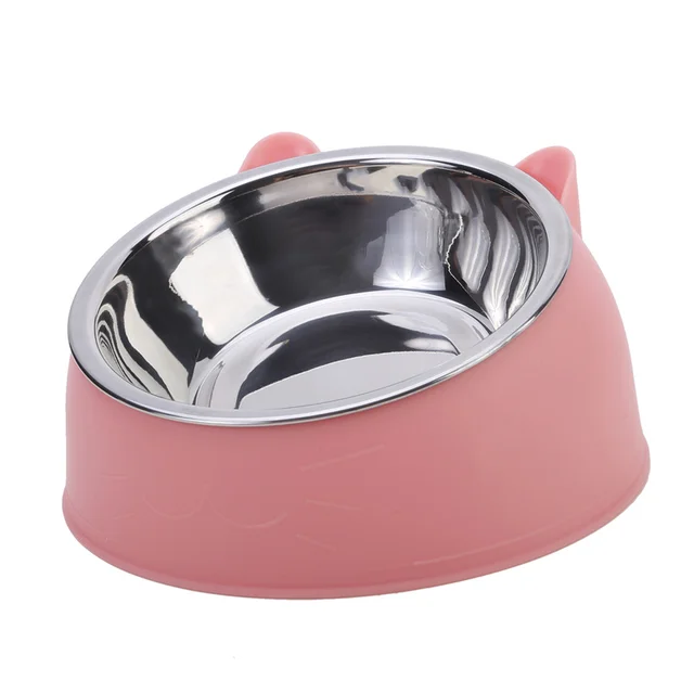 100ML Cat Dog Bowl 15 Degrees Raised Non Slip Puppy Base Cat Food Drinking Water Feeder Tilt Safeguard Neck Pet Bowl Accessories 4