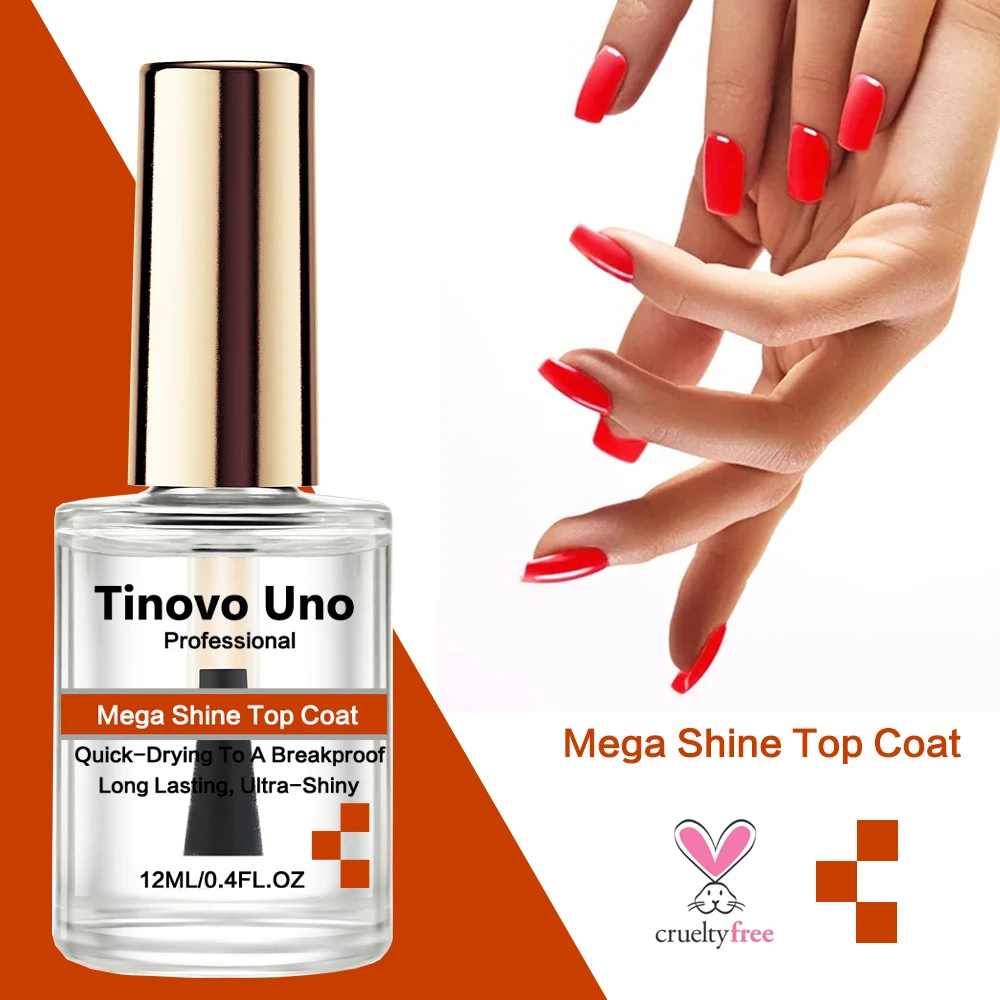 Tinovo Uno Mega Shine Top Coat Ultra Shine Nail Hardener Regular Normal Nail Polish Long Lasting Repair Thin Brittle Nails Art 2