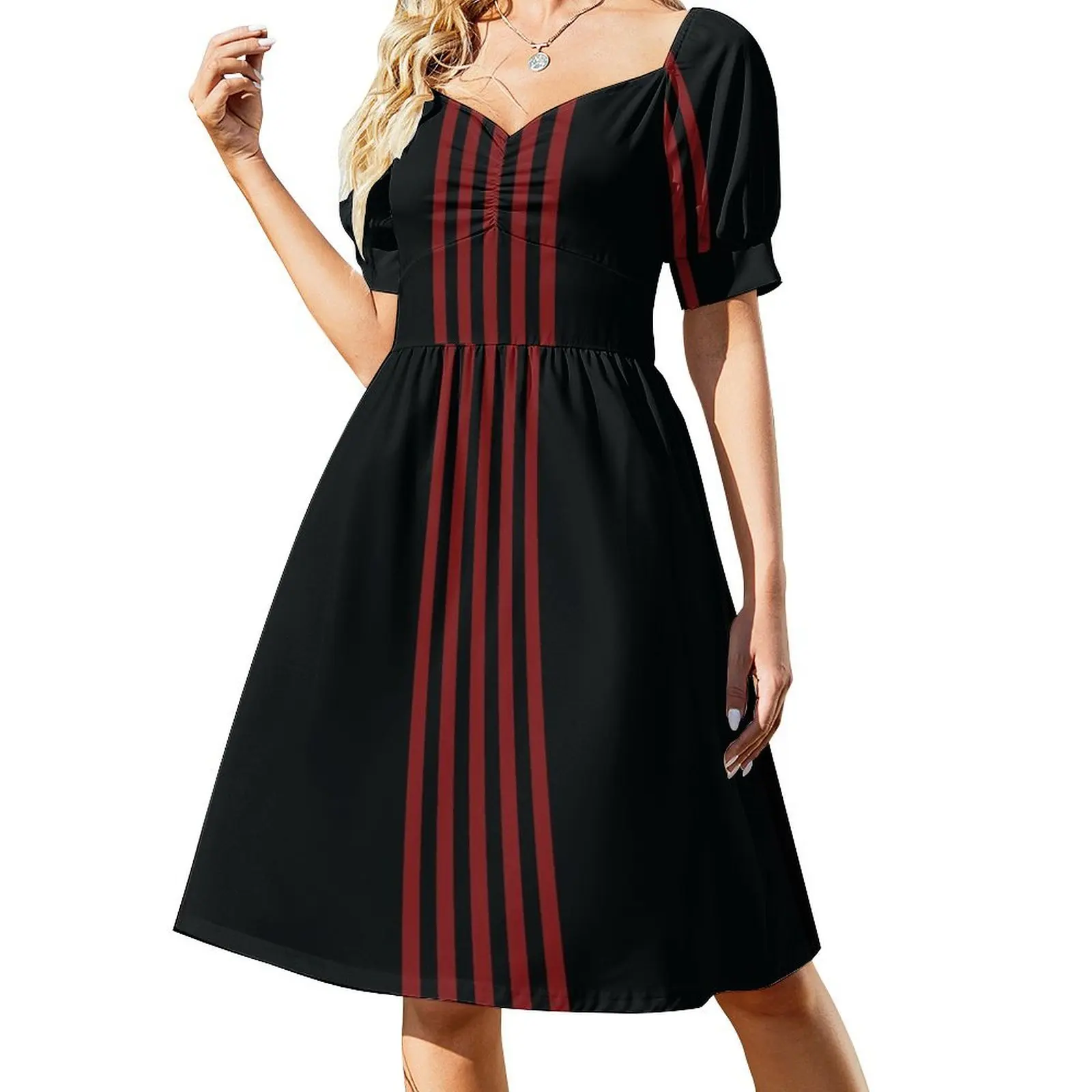 thumbnail image 1 of Vestido de fiesta de manga corta con estampado de rayas de Atlanta , elegantes vestidos de fiesta para mujer , vestidos de fiesta ., 1 of 7