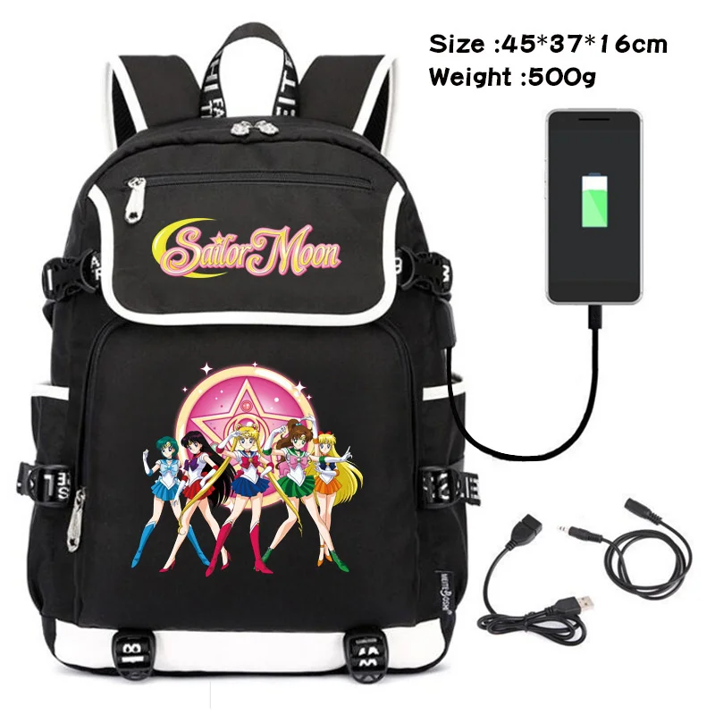 

Anime Tsukino Usagi Luna Backpack Cute Printed Schoolbag Fashion Rucksack Trave Bags Men Women USB Laptop Outdoor Backpacks