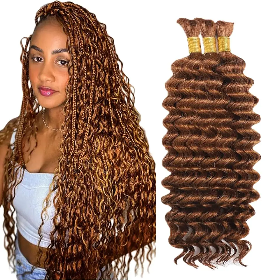 Luxury Deep Wave Braiding Hair 24in, Color #30 Brown, 1 Bundles (150g), Heat Resistant Fiber, Creates Natural Looking Volume 6