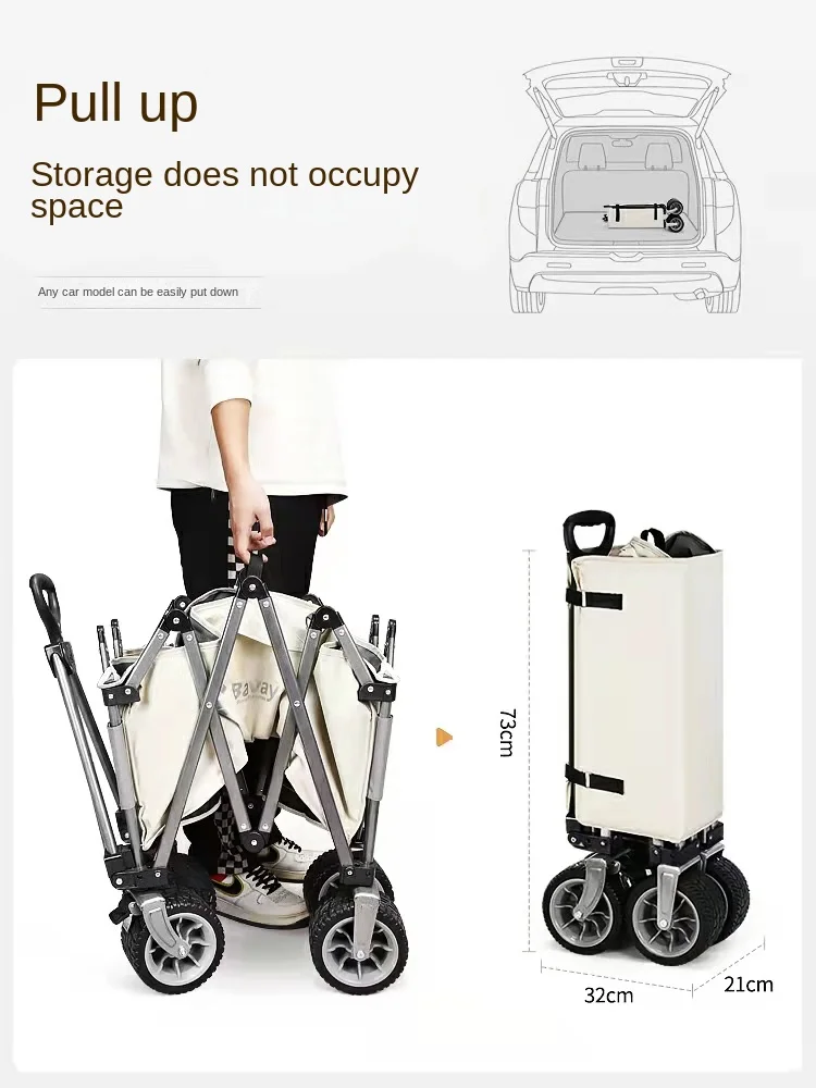 

Outdoor Camper Trolley Camp Car Picnic Hand Buggy Oversized Foldable