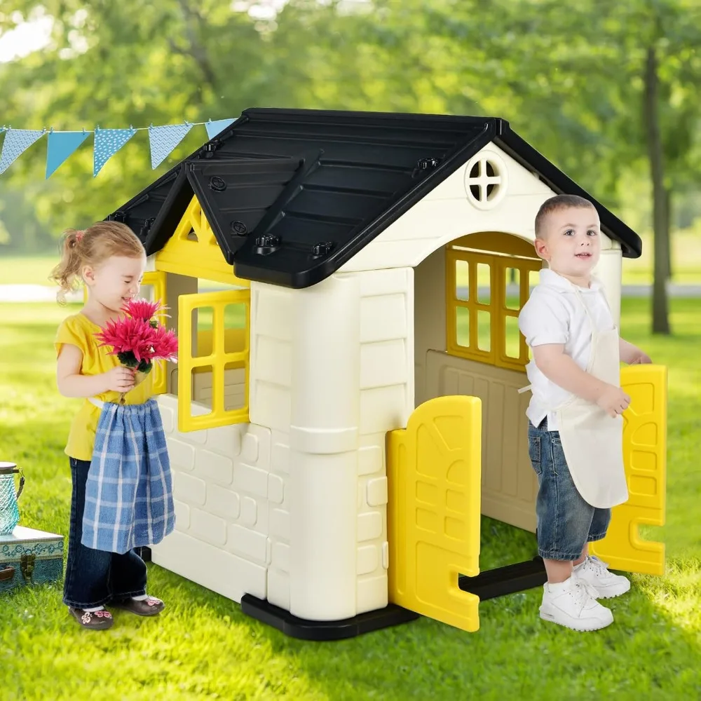 Outdoor Kids Playhouse with Picnic Table & Toy Set 6