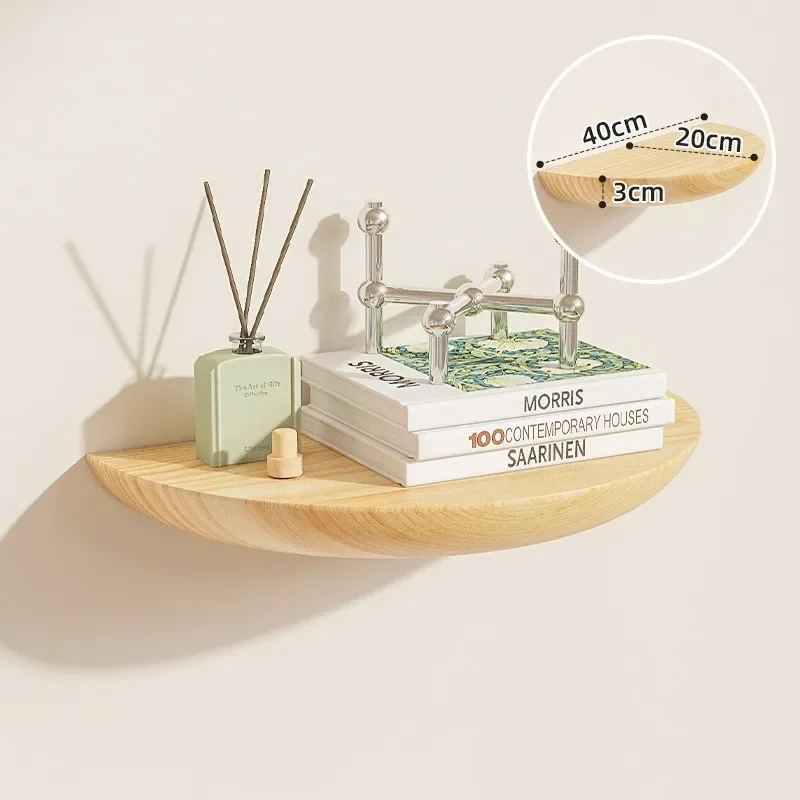 Solid Wood Semicircle Wall Shelf 6