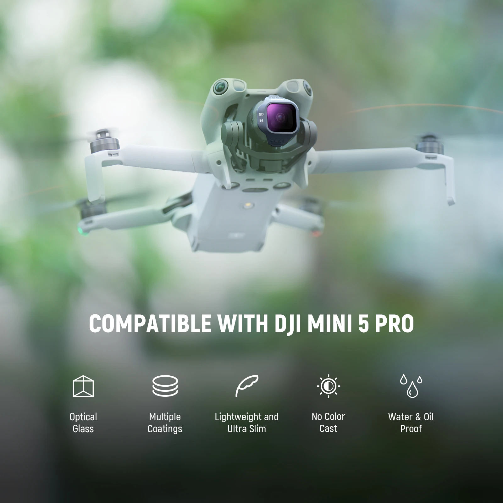 ND Filter Set Compatible with DJI Mini 5 Pro Drone (ND8+ND16+ND32+ND64) Neutral
