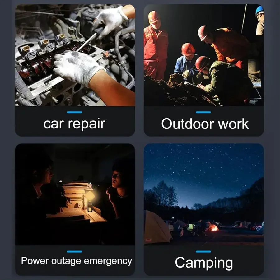 1-4 Pcs Mini COB LED Work Light Flashlight Emergency Lights LED Camping Light Waterproof Tent Lantern with Magnet Power Bank