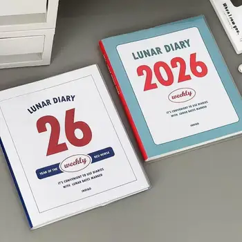 Agenda 2026 Minimalista con Calendario, Diario di Studio per Studenti, Taccuino Retrò, Blocco Note