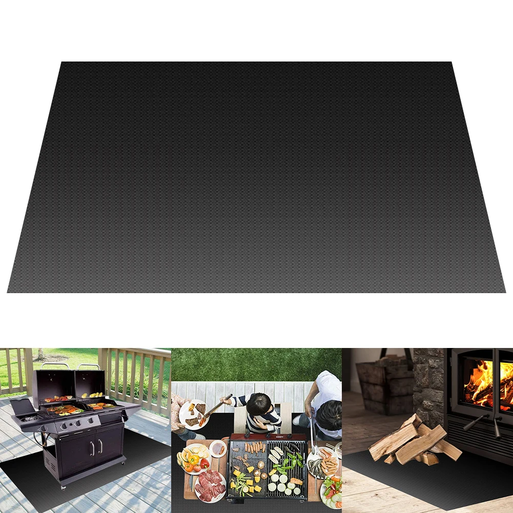 

3 Sizes Grill Mat Waterproof Durable BBQ Floor Splash Mat Brazier Mat Reusable Fire Mat Outdoor Grill Heat Resistant Fire Mat