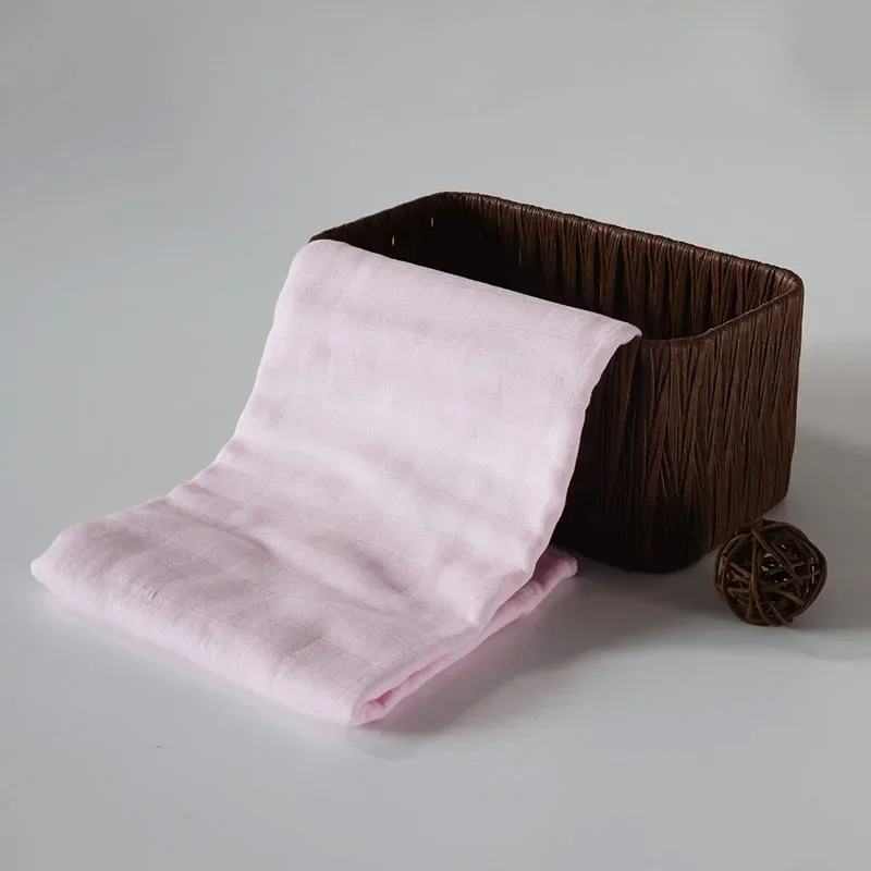 Newborn Blanket Baby Double-layer Gauze Blanket Children's Swaddling Bamboo Cotton Solid Color Baby Bath Towel