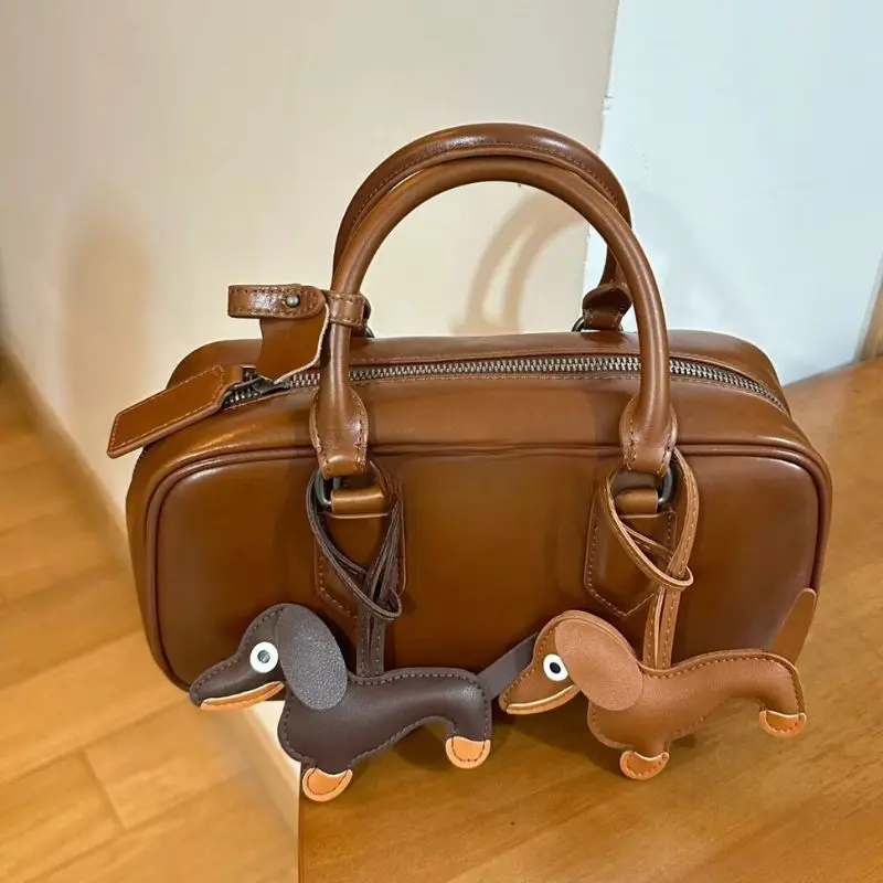 Mode niedlichen Hunde form Leder Anhänger einfarbig Schlüssel bund Tasche Anhäng