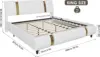 Modern Faux Leather Upholstered Platform Bed Frame with Golden Iron Metal Decor, Adjustable Curved Headboard,King Size, White 2