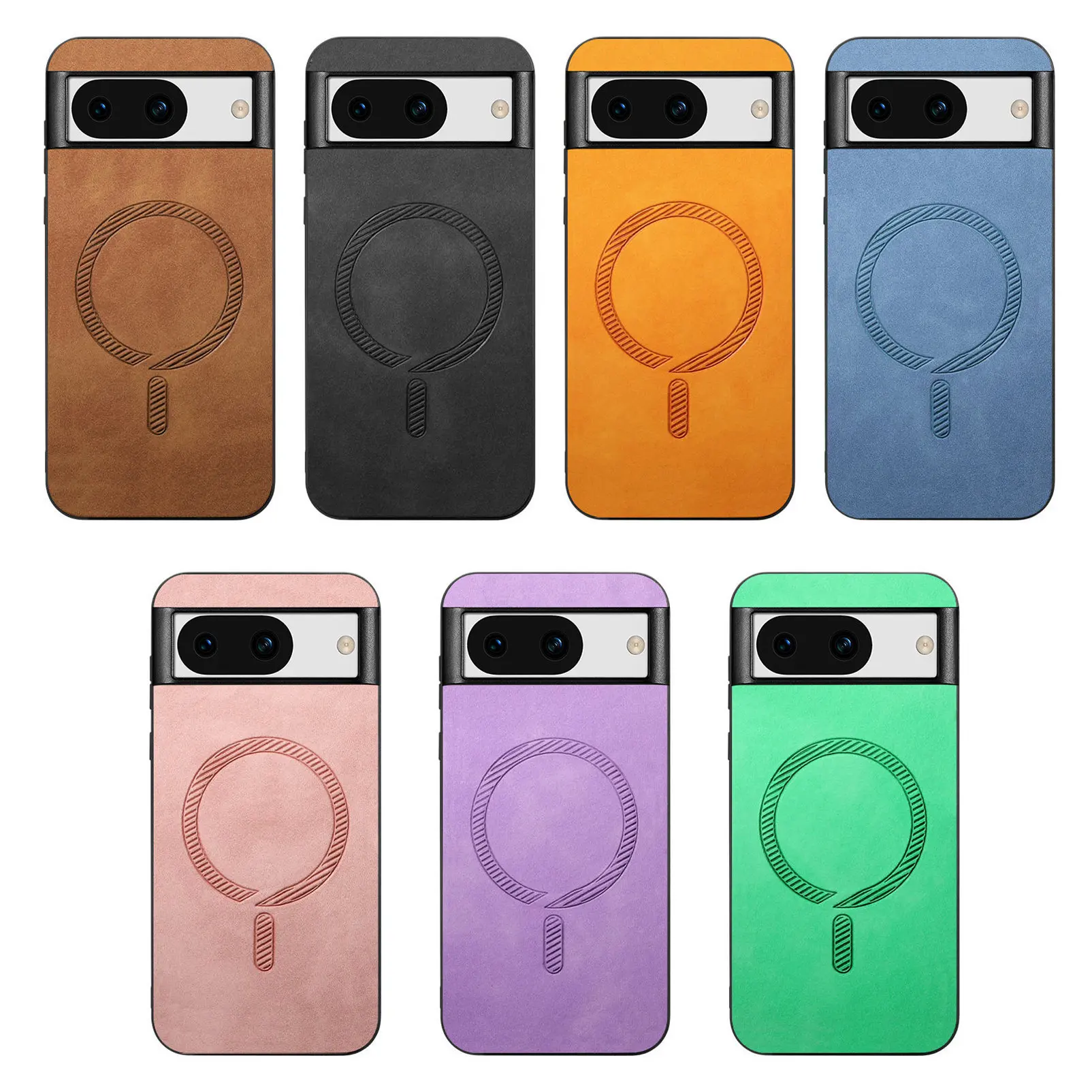 Magnetic Wireless Charging Slim Leather Case - Anti-Scratch Plain Cover