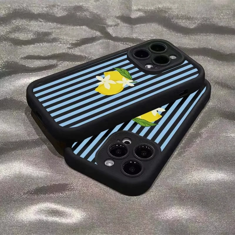 Summer Lemon Stripe Soft Phone Case Cover