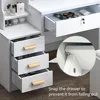 Makeup Vanity Set with Mirror and Light, Storage Drawer, Chair and Shelf, Adjustable Brightness Makeup Vanity with Light 5