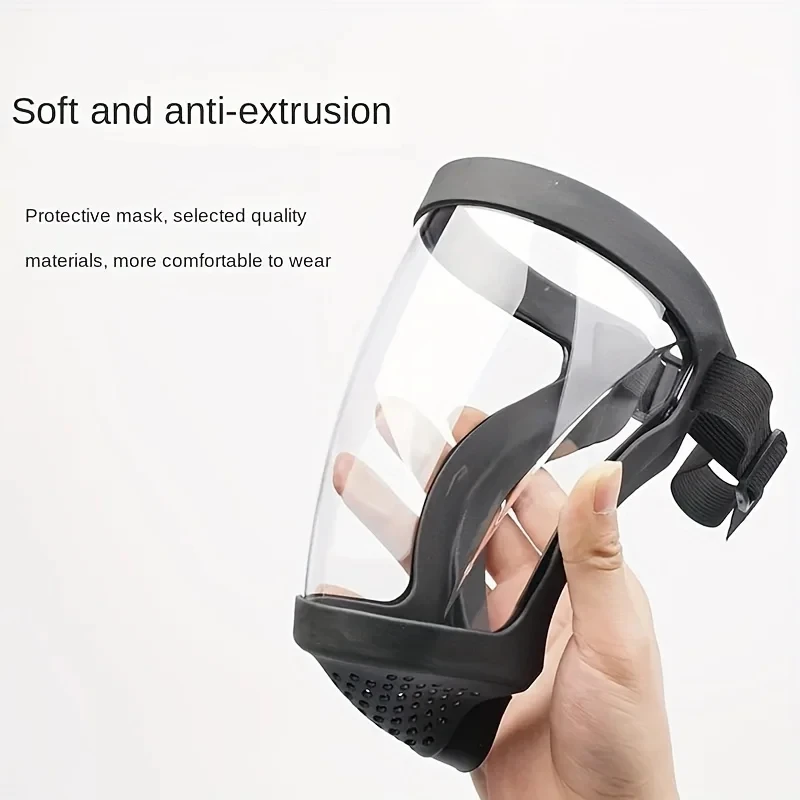 Transparent Protection Mask Full-Face Transparent Protection Mask with Adjustable Buckle-Reusable and Heat-Resistant Facial Shield for Safety in Work Out
