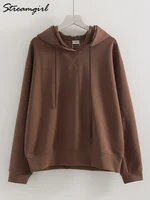 Streamgirl Brown Hoodies With Lace Women Oversize Plain Spring Elegant Butter Yellow Hooded Sweatshirts For Women Oversized - Image 6